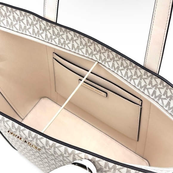 Michael Kors Pratt Large Signature Logo Tote Bag Light Cream Multi - Picture 9 of 11